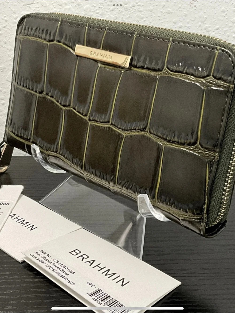 Brahmin Suri MATCHA GREEN BAIZE Leather Clutch Wallet